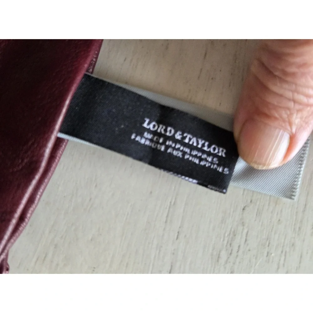 NWT Lord & Taylor Gloves Leather Cashmere Burgundy Sz 7.5 Gift Buttery Vtg 5288